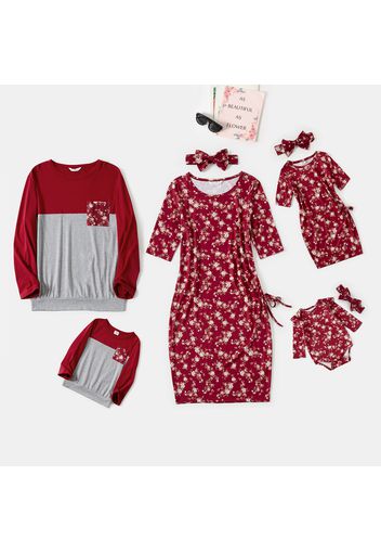 Floral Print Colorblock Family Matching Sets