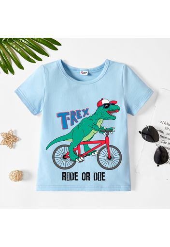 Toddler Boy Graphic Dinosaur and Bicycle and Letter Print Short-sleeve Tee