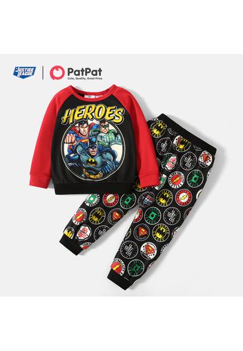 Justice League 2-piece Toddler Boy Colorblock HEROES Top and Allover Pants Set