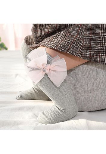 Baby / Toddler Tulle Bowknot Decor Ribbed Stockings