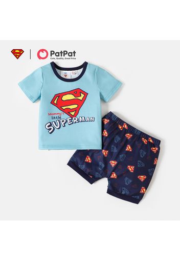 Superman 2pcs Baby Boy Short-sleeve Graphic T-shirt and All Over Print Shorts Set