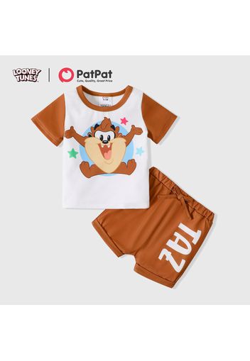 Looney Tunes 2pcs Baby Boy/Girl Short-sleeve Graphic Tee and Letter Print Shorts Set