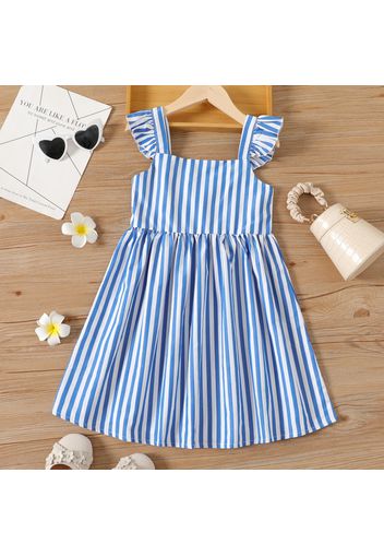 Kid Girl Stripe Flutter-sleeve Strap Dress