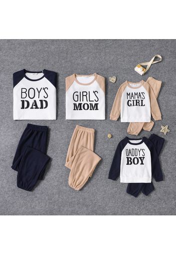 Letter Print Family Matching Raglan Long-sleeve Sweatshirts Sets