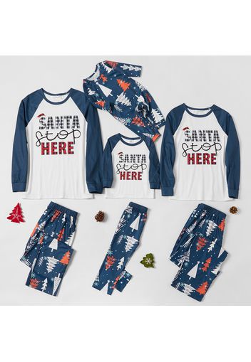 Family Matching ' Santa Stop Here ' Christmas Pajamas Sets (Flame Resistant)