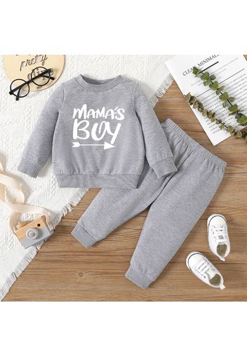 2pcs Baby Boy Long-sleeve Letter Print Sweatshirt and Sweatpants Set