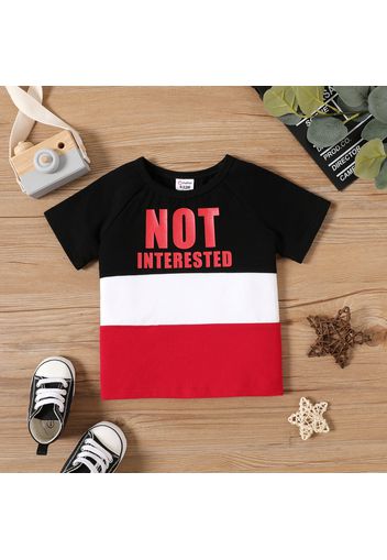 Baby Boy 95% Cotton Short-sleeve Letter Print Colorblock T-shirt