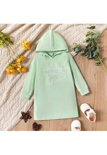 Toddler Girl Letter Print Solid Color Hooded Sweatshirt Dress