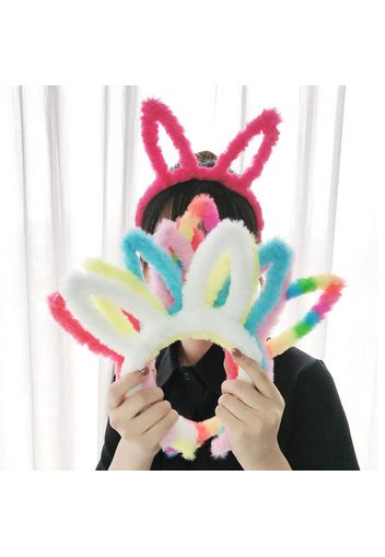 2-pack Pure Color Fuzzy Fleece Bunny Ears Headband Hair Accessories for Girls