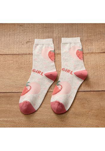 Women Strawberry Print Tube Socks