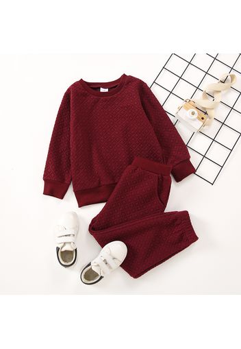 2-piece Toddler Boy Textured Solid Pullover Sweatshirt and Pants Set