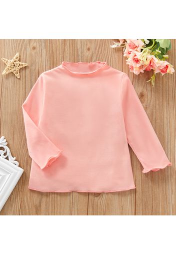 Solid Ruffle Decor Long-sleeve Baby Top