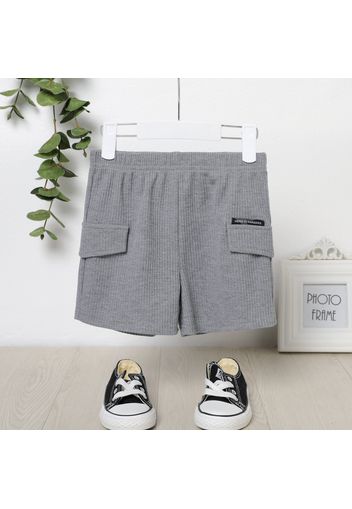 Toddler Boy Solid Color Letter Print Waffle Elasticized Shorts