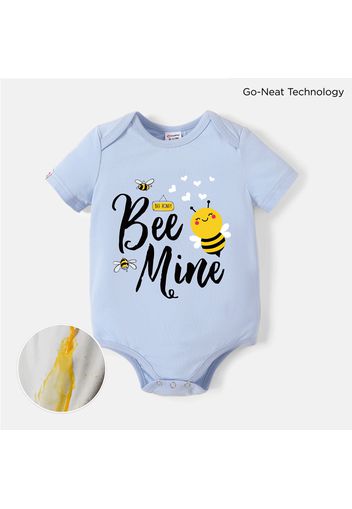 [0M-24M] Go-Neat Water Repellent and Stain Resistant Baby Boy/Girl Bee & Letter Print Short-sleeve Romper