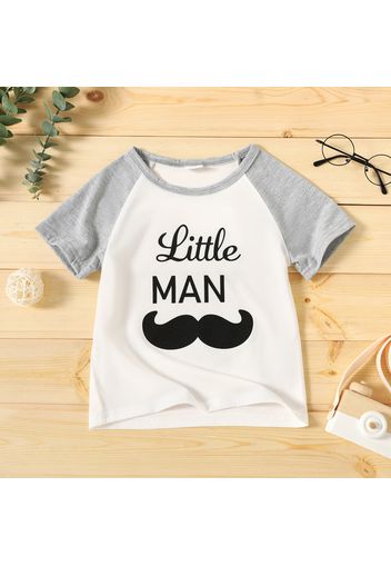 Toddler Boy Letter Mustache Print Raglan Sleeve Tee