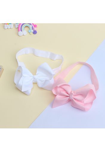 2-pack Handmade Pure Color Butterfly Bow High Flexibility Ribbed Headband for Girls