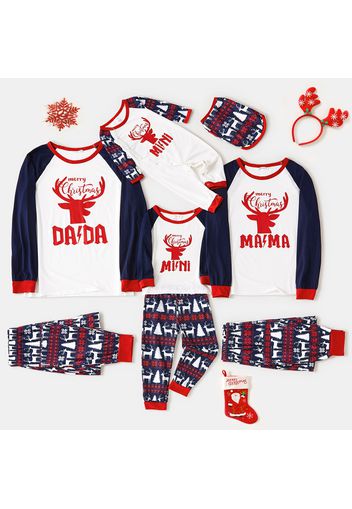 Christmas Deer and Letters Print Family Matching Long-sleeve Pajamas Sets (Flame Resistant)