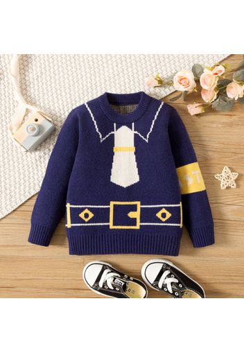 Toddler Boy Preppy style Neckline Pattern Knit Sweater