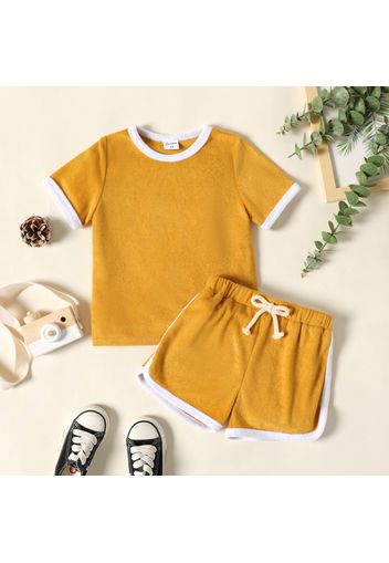 2-piece Toddler Boy Colorblock Terrycloth Tee and Elasticized Shorts Set