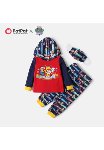 PAW Patrol 3-piece Toddler Boy Christmas Hooded Sweatshirt and Allover Pants Set with Face Mask