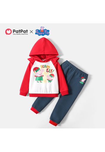 Peppa Pig 2-piece Toddler Girl Christmas Team Elf Sweatshirt and Solid Pants Set