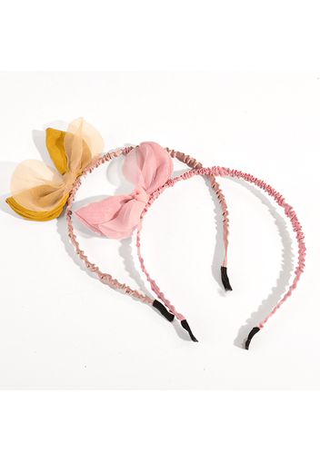 2-pack Dual Ears Mesh Bow Decor Ruched Hair Hoop Headband for Girls