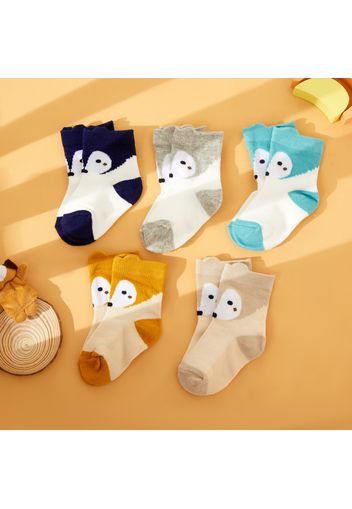 5-piece Baby / Toddler Breathable Cartoon Animal Print Mesh Thin Socks