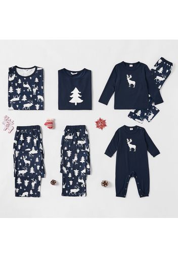 Family Matching Reindeer Christmas Tree Print Pajamas Sets (Flame resistant)