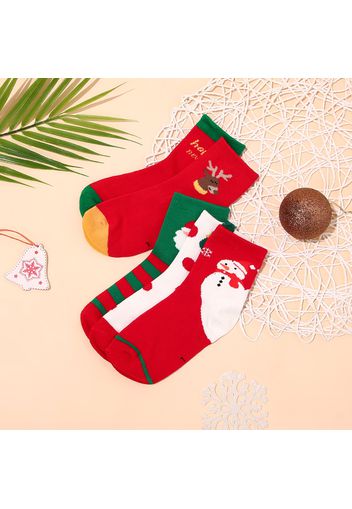 5-pack Christmas Snowman Santa Claus Elk Letter Print Socks