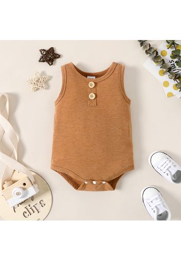 Baby Boy Button Design Solid/Striped Sleeveless Tank Romper