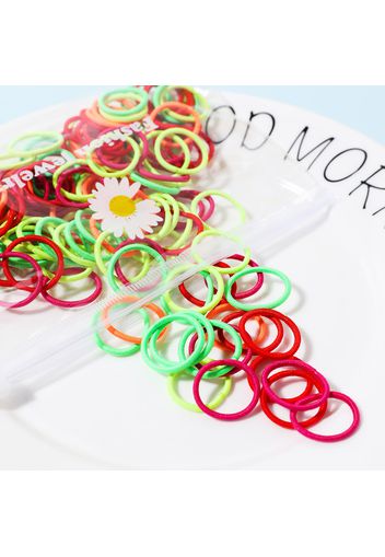 100-pack Multicolor High Flexibility Small Size Hair Ties for Girls