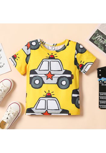 Toddler Boy Vehicle Print Colorblock Short-sleeve Tee