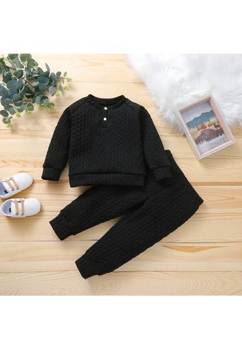 2-piece Toddler Girl/Boy Solid Ribbed Sweater and Elasticized Pants Casual Set