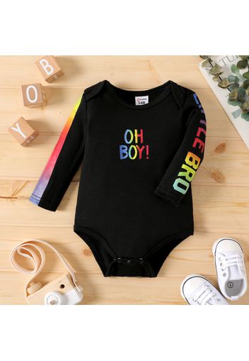 Baby Boy Rainbow Letter Print Long-sleeve Romper