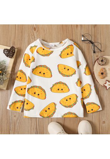 Toddler Boy Casual Letter/Food Print Long-sleeve Tee