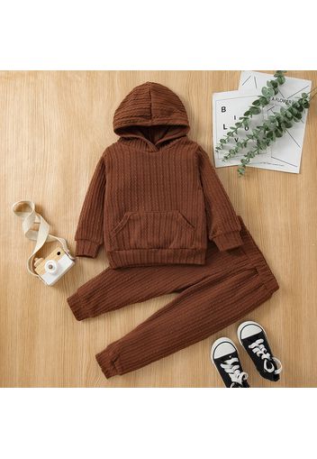 2-piece Toddler Boy/Girl Cable Knit Textured Hoodie Sweatshirt and Pants Set