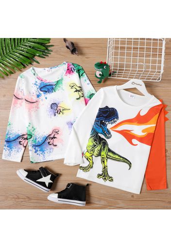 Kid Boy Animal Dinosaur Print Long-sleeve Tee