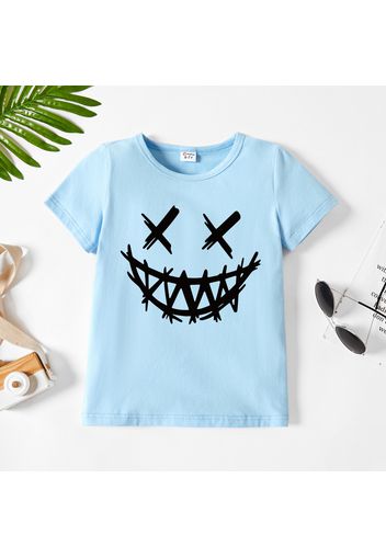 Kid Boy/Kid Girl Face Emoji Print Casual Short-sleeve Tee