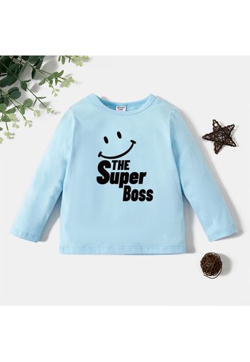 Toddler Graphic Letter and Smiley Print Long-sleeve Tee