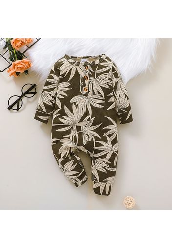 100% Cotton Graphic/Floral Print Baby Long-sleeve Jumpsuit