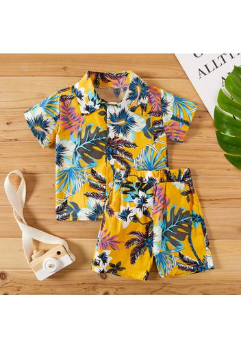 2pcs Leaf Coconut Tree Print Baby Sets