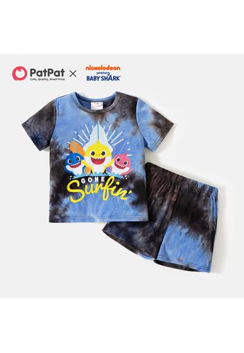 Baby Shark 2pcs Toddler Boy Tie Dyed Short-sleeve Tee and Elasticized Shorts Set