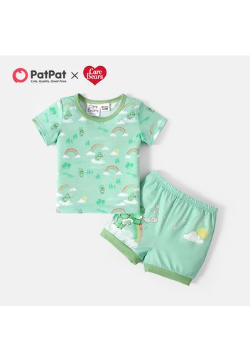 Care Bears 2pcs Baby Boy/Girl Cartoon Bear Print Short-sleeve T-shirt and Shorts Set