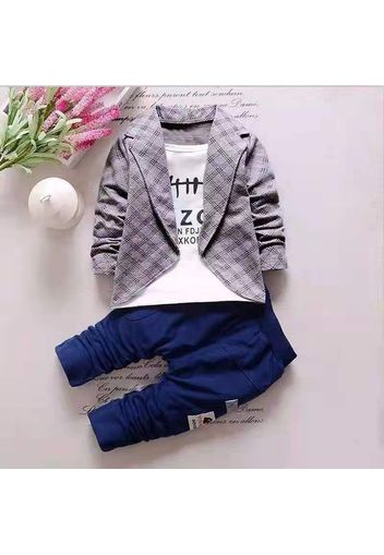 2pcs Letter and Plaid Print Long-sleeve Baby Set