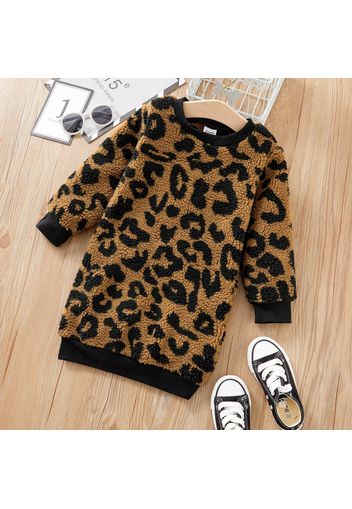 Baby / Toddler Girl Chic Leopard Fluff Dress