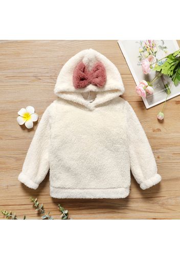 Toddler Girl Bowknot Design Fuzzy Hoodie Sweatshirt