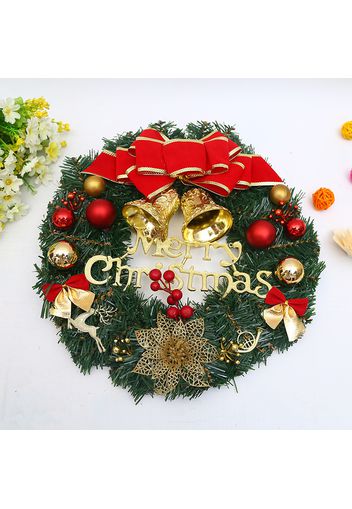 Christmas Wreath Garland with Bowknot Bells Merry Christmas Front Door Ornament for Christmas Party Decor Front Door Window