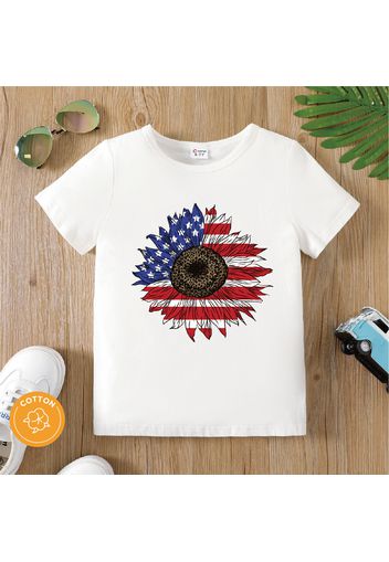 Independence Day Kid Girl Floral Pattern Short-sleeve Tee