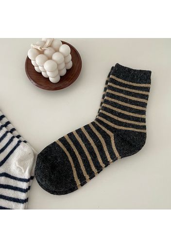 Women Stripe Winter Thick Warm Wool Cashmere Socks