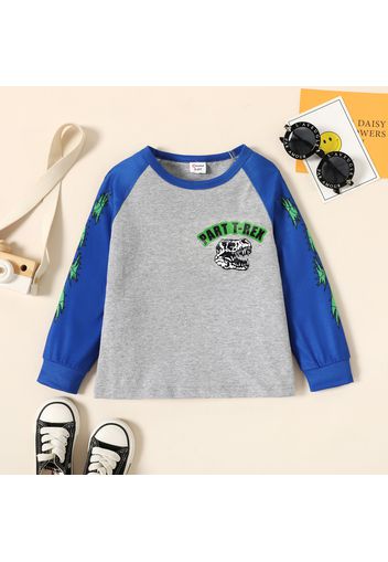 Toddler Boy Letter Dinosaur Print Raglan Long-sleeve Tee